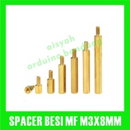 IRON SPACER 3MM HIGH 8MM BRASS MALE FEMALE SPACER LENGTH 0.8CM