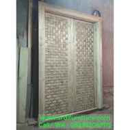 Pintu Kupu Tarung Model Anyaman Bambu Kayu Jati Pintu Rumah utama -