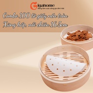 Combo of 100 Sheets of GIGAHOMEVN Oil-Free Fryer Perforated Round Parchment Paper for Steamer 10325