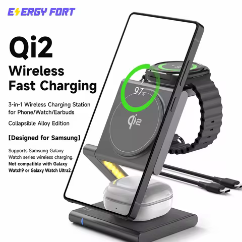 3 in 1 Charging Station Aluminum Qi2 Magnetic Charger for Samsung Galaxy S25/Ultra/S24/S23/S22/Galax