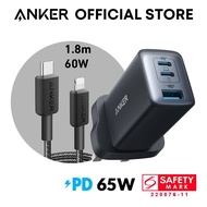Anker 735 Powerport Charger PD 65W Fast Charging GaN USB C Charger Compact Travel Adapter A2667