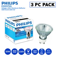 3 PC Pack | Philips Essential Halogen 50W 230V 36° Aluminum Reflector Bulb | GU10 | Dimmable