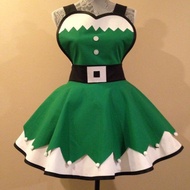 HIJAU Premium Green and White Christmas Costume Character Apron Cosplay Apron Apron