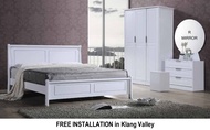 Q 10 - Queen Bedroom Set White / Glossy White Bedroom Set / Modern Bedroom Set - Bedframe + Wardrobe