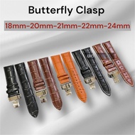 Bamboo Leather Watch Strap With Butterfly Buckle 12mm 14mm 16mm 17mm 18mm 19mm 20mm 21mm 22mm 23mm 2