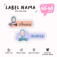 (40-60Pcs) Cute Name Sticker hijab Name label Sticker/Waterproof/cute hijab Sticker cutting/custom cute Name Sticker