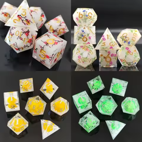 7pcs/set DND Gift Resin DND Dice Set for Board Games Role Playing Table Game Sharp Edge Dice Handmad