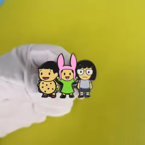 Belcher Siblings Badge Tina Lois and Gene Pin Nostalgic Kids Cartoon TV Show Jewelry