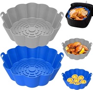 Air Fryer Silicone Pot, 2Pcs Air Fryer Silicone Liners Round Food Safe Non Stick Air Fryer Basket Oven Accessories
