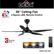 Deka 5 Blades Remote Control Ceiling Fan With LED Light /4 Speed - Black  DR-20L