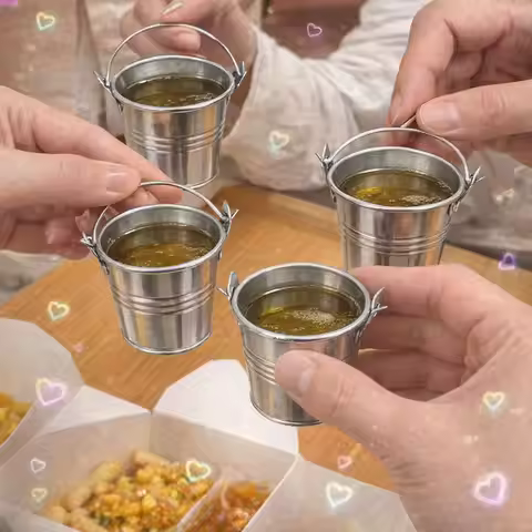 Creative with Handle Bucket Shot Glass Reusable Portable Mini Bucket Cup Tiny Pail Cup Bar