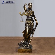 OKCATZONE Classic Goddess of Justice Themis Statue Lady Justice Sculpture Scales of Justice Resin Or