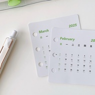 Three-Hole Loose-Leaf Annual Calendar Card Calendar Small Card June June to May Suitable for B5A5A6A