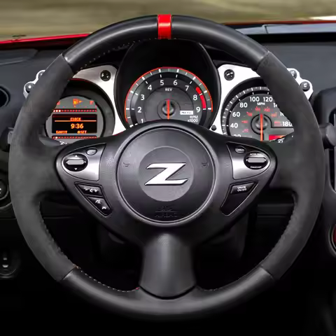For Nissan 370Z Coupe 370Z Roadster 2013 2015 Hand-Stitch Full Coverage Suede&leather Car Steering W