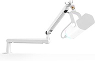 FIFINE Low Profile Mic Stand, Microphone Arm With Desk Mount, Cable Channels Management, Metal Boom 
