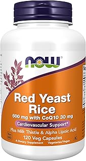 NOW Supplements, Red Yeast Rice with CoQ10, plus Milk Thistle & Alpha Lipoic Acid, 120 Veg Capsules