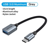 Vention Cáp USB C Cáp OTG Đầu Đực Sang Đầu Cái USB 3.0 C Dây Chuyển Đổi 0.15M 15Cm Cho Samsung S20 +