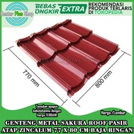 BERKUALITAS Genteng Metal Pasir Seng Sakura Roof Zincalum 77 x 80 cm