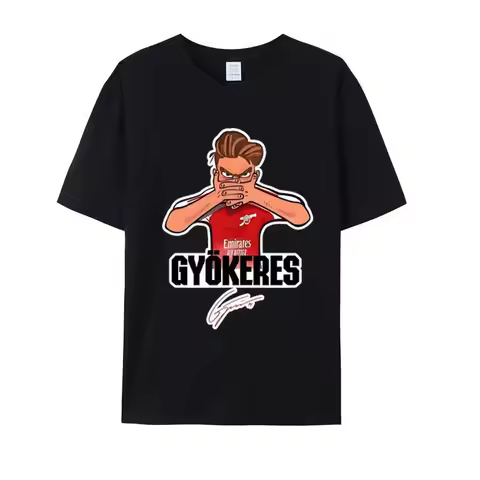 Arsenal Gyökeres Mask Celebration T-Shirt Men Women 100% Cotton Short Sleeve Football Fan Top