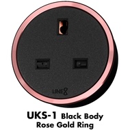 Line8 UKS-1 British Premium Socket Unit, Black Body, Rose Gold Ring