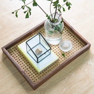 Tomood/ 土與木之間 手工實木方型籐編淺盤 收納托盤