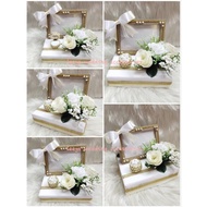 gubahan frame mas kahwin + 1pc bekas cincin(cream white)