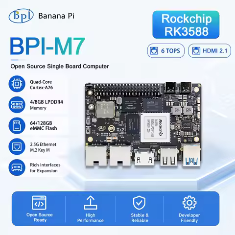 Banana Pi BPI-M7 RockChip RK3588 Quad A76 2.4Ghz and Quad A55 1.8Ghz Mali G610MC4 GPU optional 8G/16