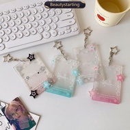 BEAUTYSTARTING Acrylic KPOP Idols Photocard Holder Star Card Holder Protecter Key Chain Bag Pendant 