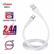 VIVAN SC200S Kabel Data USB Type-C 2 Meter 2.4A 200cm Tipe C Panjang