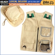 Kids Explorer Vest with Hat Cargo Photo Shoot Costume for Toddlers Park Ranger Zoo Keeper Dress Up O