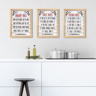 30X40CM ART PRINTS WITH FRAMES (RULES A) SET OF 3 Wall Decoration Poster