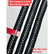 [Bundle of 14 meters -16 meters]BLACK LACE VERSION 2.5cm: used to decorate clothes, skirts,...—Sewin