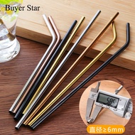 AT-🌞304Stainless Steel Straw Set Lengthened Children's Drink Straw Creative Metal Iron Straw Elbow Pregnant Women Straw
