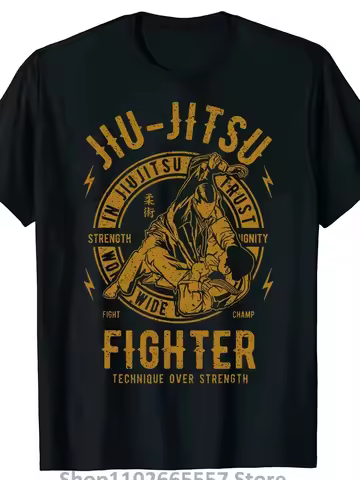 Men's Brazilian Jiu-Jitsu Graphic T-Shirt 100% Pure Cotton Casual T-shirt, Printed with JIU-SU and F
