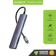 Robot HT367 7 in 1 USB-C HUB Adapter with HDMI 4K, PD100W, USB 3.0 SD TF HUB Original