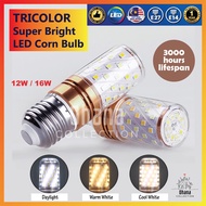 (Ready Stock)💡Tri Colour Super Bright LED Corn Bulb [Styraxz,12W 16W Stick Bulb 3 Color IN 1 E27 E14