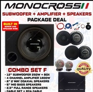 🔥 Amplifier + Woofer Combo Set 🔥 Monocross 2 / 4 / Channel Power Amplifier Audio Woofer 250W Subwoofer Speaker Kereta
