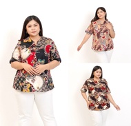 blouse baju batik wanita jumbo over big size 021 a kerja imlek hamil - black a