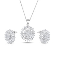 white cubic zirconia diamond 925 silver earring pedant necklace set jewelry .เพชรคิวบิกเซอร์โคเนียสี