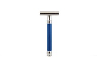 Edwin Jagger 3ONE6 DE Stainless Steel Safety Razor, Grooved, 1x Pack of DE Razor Blades (Anodized Bl