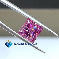 Kim cương nhân tạo Mỹ Moissanite giác cắt Princess màu hồng