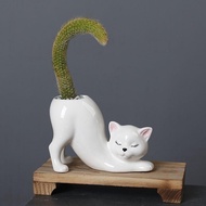 🔥Taiwan Hot Sale/Free Shipping🔥Balcony Cute Cartoon Animal Cat Tail Flowerpot Ceramic Unique Simple 
