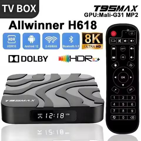 T95 Max Android TV Box 4GB 64GB Allwinner H618 Quad-Core Dual Wifi 2.4G 5G&BT5.0 8K HDR Streaming Me