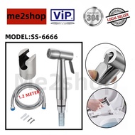 SUS304 VIP STAINLESS STEEL HAND BIDET NOZZLE SPRAY WITH 1.2M HOSE & HOLDER SET (SS-6666)