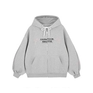 Áo Khoác Chữ CALEM CLUB SWEETIE Thun Nỉ Len tay Dài Top Nữ Chống Nắng Áo Hoodie Dây Kéo Zip Nón 2 Lớ