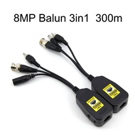 KKQLA1 1080P 8MP 2 to 1 3 in 1 ch Passive Balun RJ45 CCTV Video Transceiver Coax BNC Supply Power Co