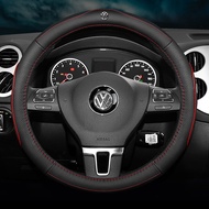 Volkswagen VW Car Steering Wheel Cover Leather Non-slip Breathable Logo Accessories 38cm for Beetle Golf Vento Phaeton Bora Jetta Passat Polo Tiguan Scirocco