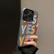 3D YES Letter Gradient Matte iPhone Case Retro Aesthetic Shockproof Phone Cover
