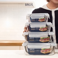 BROS Container Glass Click-In Rectangular | High Durability Food Safe Glass Container