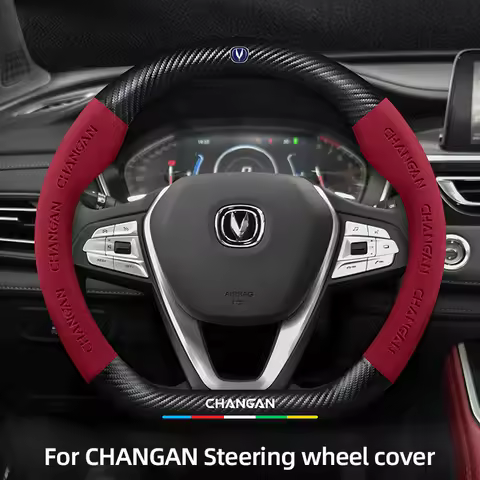 Auto Suede Carbon Fiber Steering Wheel Cover For Changan Accessories Serie CS35 Plus CS15 CX70 CS95 